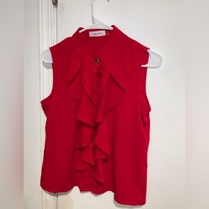 Red Calvin Klein bottom down shirt